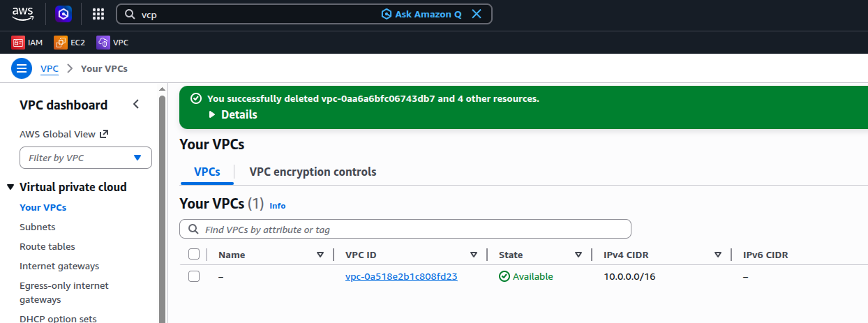 VPC criada após o primeiro apply ainda sem tag Name