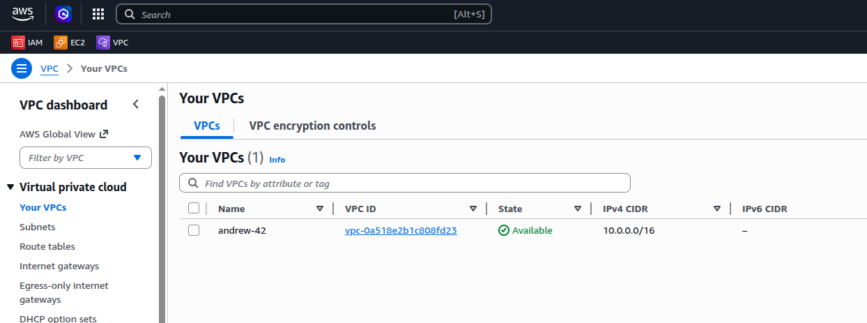 VPC nomeada após a adição da tag Name