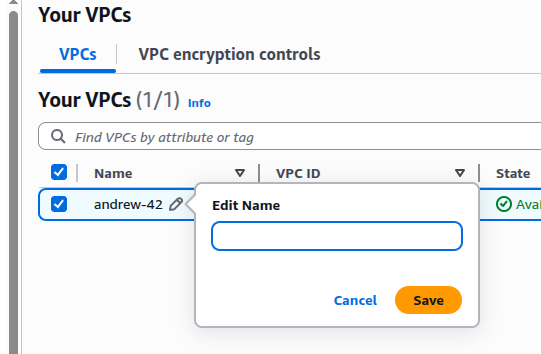 Remoção manual da tag Name no console da AWS